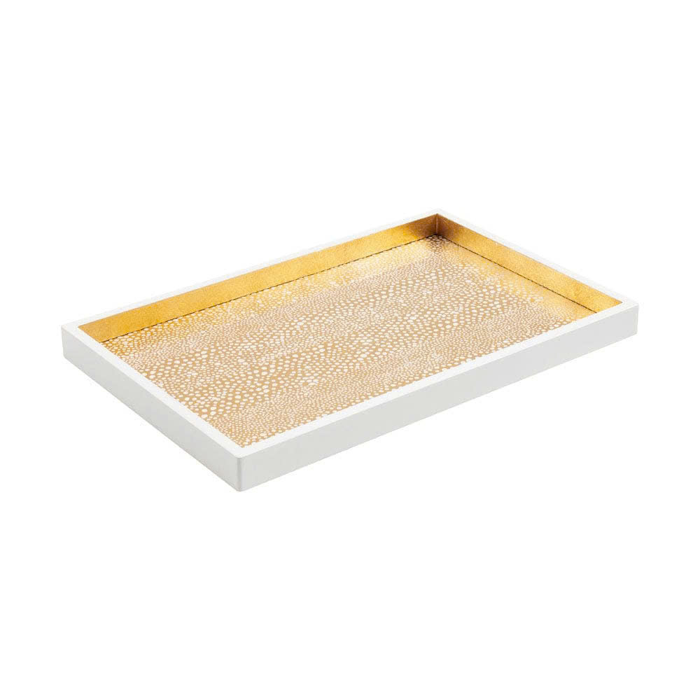 Gold Rectangle Pebble Lacquer Vanity Tray for Restaurant Hotel Serving Makeup or Jewelry Handcrafted Lacquerware Tray Table