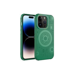 Coque en silicone à motif plaqué compatible Google, vert foncé, pour iPhone 14 Pro avec recharge sans fil - Product Image 1