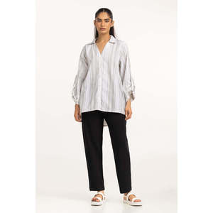 Camisas Casuales de Popelina para Mujer, Manga Larga, Botones, Estilo Vintage Simple, Talla XL, Primavera/Verano, Tejido de Punto, Diseño Liso - Product Image 1