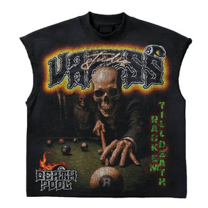 Premium 190 GSM Soft Polyester Sleeveless Jersey Black Print Custom <b>Logo</b> Fashion 100% cotton T-shirt for men loose fit printed - Product Image 3