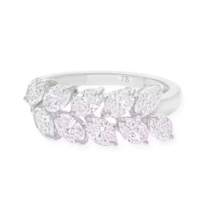 Anillo de diamante de dos capas de oro blanco de 14 quilates, anillo de compromiso de boda de diamante de corte ovalado cultivado en laboratorio, joyería fina - Product Image 4