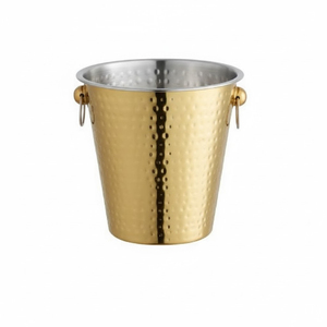 Seau à glace en laiton doré élégant pour bar, seau à champagne en métal, refroidisseur de bouteilles de vin et de bière - Product Image 4