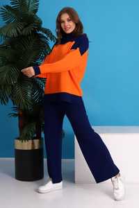 สเวตเตอร์ขากว้างเอวสูงลำลองสำหรับผู้หญิงกางเกงฤดูหนาวผ้าถักสองชิ้นสำหรับกีฬาโยคะและที่บ้าน - Product Image 3