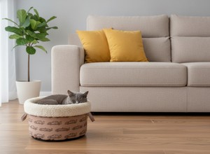 Lit pour animaux de compagnie en forme de pot profond Amistar, tissu Oxford et coussin en fausse fourrure pour animaux de compagnie - Product Image 4