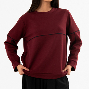 เสื้อสเวตเชิ้ตผ้าฟลีซปักลายตามสั่งสำหรับผู้หญิง สไตล์ลำลอง พิมพ์ลายนูน ผ้าฝ้ายทรงโอเวอร์ไซส์ คอกลม - Product Image 1