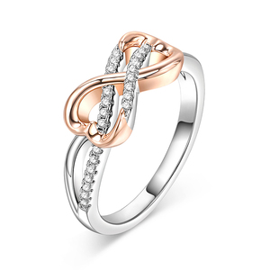 Bague pour femme Jeulia en argent sterling, cœur ouvert et symbole de l'infini, plaquée rhodium, bijoux fins - Product Image 3