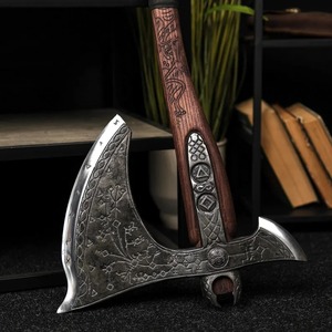 Hacha Leviatán de Kratos, Réplica Metálica de 9.92 lb con Runas que Brillan en la Oscuridad, Herramienta para Trabajos de Madera DIY - Product Image 1