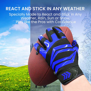 Gants récepteurs de football américain professionnels personnalisés en microfibre collante durable, respirante et légère - Product Image 4