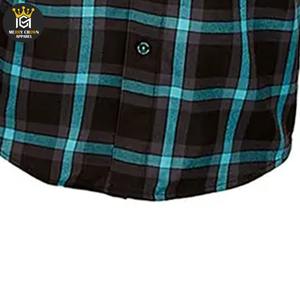 เสื้อเชิ๊ตผู้ชายแฟชั่นลายตารางหมากรุกลายตารางหมากรุกผ้ากำมะหยี่แขนยาวสั่งทำได้ผ้าฝ้าย100% ระบายอากาศเป็นมิตรต่อสิ่งแวดล้อมปักโลโก้สไตล์ซาฟารี - Product Image 4