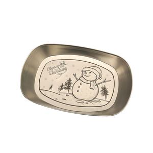 Plateau de service en métal en forme de bonhomme de neige de Noël, plat décoratif de fête pour les biscuits, les collations, la décoration de table, cadeau - Product Image 1