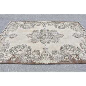 Classique Beige marron 6x9ft Vintage tapis turc grande surface laine Patchwork Design pour couloir chambre Latex pour salon chevet - Product Image 3