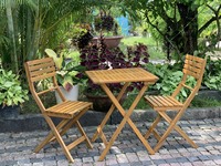 Ensemble table et chaises pliantes en bois massif, jardin, patio, bistro, salle à manger, mobilier d'extérieur