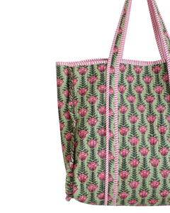 Sac fourre-tout écologique matelassé en coton 100% ATITHI ART avec fermeture éclair et bandoulière - Tissu durable - Product Image 4