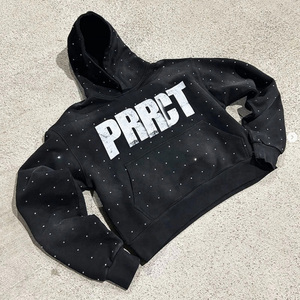 Sweat à capuche en coton pour femmes et hommes, style décontracté, coupe ample, brodé, effet délavé, pour l'hiver - Product Image 2