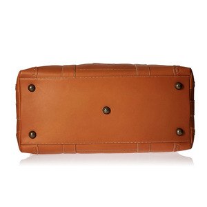 Leather Weekender <b>Duffel</b> <b>Bag</b> With Zipper Closure And Red Patch For Travel - Product Image 4