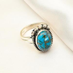 <b>Turquoise</b> Gemstone <b>Ring</b> Jewelry For Women Silver Boho Style Jewelry 925 Sterling Silver Trending Handmade <b>Ring</b> Gift For Her - Product Image 4