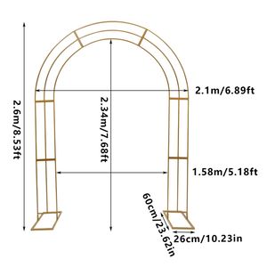 Sparxwizz Engineering SPX AST-01 6FT 6.6FT 7.2FT Gold Aluminum Alloy Arched Balloon Flower <b>Frame</b> Portable Backdrop <b>Wedding</b> Arch - Product Image 5