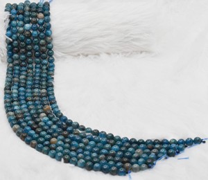 Natural Teal Blue Color Wholesale Apatite 8mm Round Healing <b>Beads</b> Premium <b>Crystal</b> for Jewelry Meditation - Product Image 5