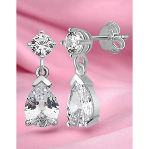 New arrival 925 Sterling <b>Silver</b> <b>Stud</b> Earrings with 4 mm White Zircon and 6*8 Drop White Stones <b>STUD</b> EARRINGS From Turkey - Product Image 4