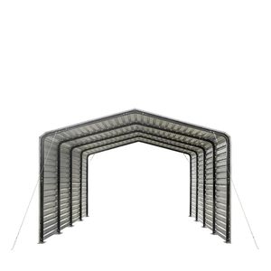 Abri de voiture individuel en métal avec toit en acier, parois latérales et entrée ouverte - Product Image 1
