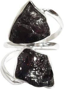 Rough Women's Ring Natural Garnet Gemstone January Birthstone Christmas <b>Valentine</b> <b>Gift</b> Handmade Jewelry 925 Sterling Silver Ring - Product Image 3