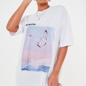 100% coton femmes T-shirt impression à manches courtes coton surdimensionné t-shirts dames T-Shirt - Product Image 1