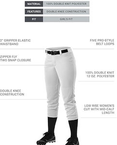 Pantalon de softball pour femmes adultes avec passepoil personnalisé pantalon de softball de baseball Trous vente en gros de pantalons de baseball de softball pour femmes - Product Image 6
