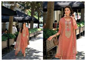 Vente en gros dernier travail de broderie fantaisie indien pakistanais coton femmes fête/mariage porter Maruti mode Kurtis ensemble Pent Organza - Product Image 2