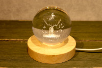 Grande Promotion: Veilleuse Sphère de Cristal 3D avec Base LED pour Décoration Maison et Salon