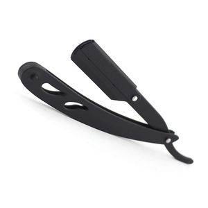 Rasoirs de barbier manuels en acier inoxydable à lame droite durables personnalisés pour hommes, couleur noire avec fonction de sécurité pour le rasage - Product Image 1