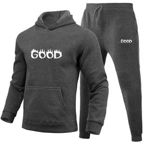 Vêtements de sport d'hiver lourds pour hommes à capuche solide et écologique de haute qualité ensemble de survêtements de jogging avec logo personnalisé - Product Image 2