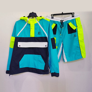 Custom High Quality Nylon Streetwear Men Two Piece Shorts <b>Zip</b> up <b>Hoodie</b> Windbreaker Shorts Jackets Tracksuit Set - Product Image 5