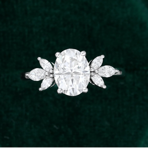 Anillo de diamante de moissanita de lujo para mujer, accesorio certificado IGI sólido de corte ovalado de eternidad completa para compromiso de boda o regalo - Product Image 4