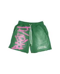 Pantalones cortos para correr con estampado de lavado ácido hechos a mano con serigrafía de algodón de rizo francés y pantalones cortos de hombre con diseño de cordón - Product Image 2