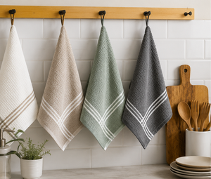 Serviettes de cuisine en coton gaufré 100% doux, très absorbantes, avec boucle de suspension, fabricant direct d'usine en Turquie - Product Image 2