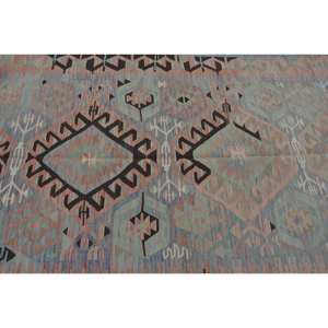 Alfombra Turca Vintage Étnica Naranja Azul Patchwork Diseño Clásico Área Grande 4.4x9.5ft Lana Adolescente Sala de Estar Decoraciones Látex - Product Image 5