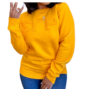 Sigma Gamma Rho chenille สเวตเชิ้ตผ้าคอตตอนนิ่มปักลายคอกลมสีทองเสื้อผ้าสำหรับผู้หญิงแนวกรีก - Product Image 2