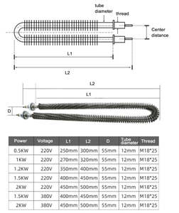 Finned Tubular Air <b>Heater</b> W Shape Stainless Steel <b>Electric</b> Straight Heating Element Industrial <b>Heater</b> Components - Product Image 3