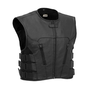 Gilets en cuir pour hommes de qualité supérieure gilets en cuir véritable de moto respirants à séchage rapide gilets de couleur noire et marron en gros - Product Image 5