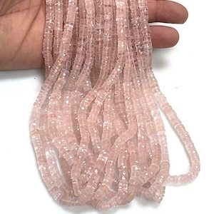 Cuentas facetadas de piedras preciosas de cuarzo rosa, cuentas de forma redonda, Tamaño 7-8mm, hebra de cuentas, piedras preciosas sueltas para hacer joyas, cuentas de corte - Product Image 4