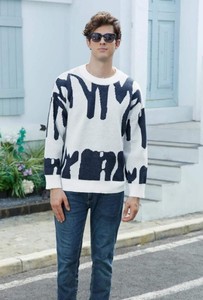 Pull en tricot surdimensionné décontracté pour hommes 100% coton à manches longues et col rond pour l'hiver - Product Image 2