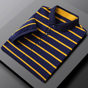 OEM logotipo personalizado serigrafía diseño verano hombres manga corta para camisa rayas de punto 100% algodón transpirable - Product Image 6