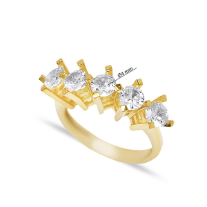 Anillo de compromiso de Plata de Ley 925 delicado claro CZ de cinco piedras, venta al por mayor, joyería de plata de ley 925 hecha a mano - Product Image 2