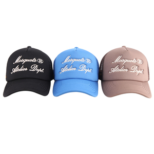 Casquette de camionneur en maille à bord pré-incurvé 5 panneaux, casquette de camionneur en mousse avec logo brodé, vente en gros d'usine personnalisée OEM - Product Image 3