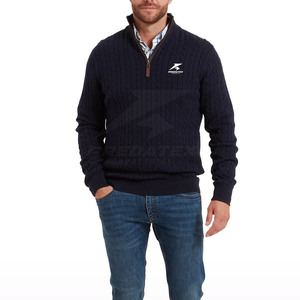 Pull personnalisé en coton mélangé avec fermeture éclair quart de tour, col montant, coupe classique, respirant, séchage rapide, écologique, unisexe - Product Image 3
