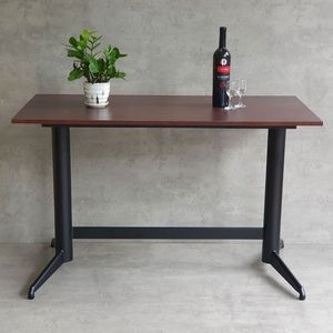 Table basse rectangulaire 120x60cm avec double pieds en fer, design minimaliste en bois de chêne, convertible, mobilier de salon CFD68189 - Product Image 3