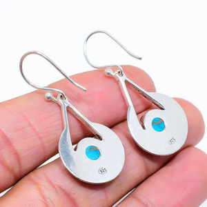 Pendientes de Plata de Ley 925 de alta calidad para mujer, cobre azul, turquesa, piedra preciosa hecha a mano, colgante, regalo de fiesta para Cristiano - Product Image 4