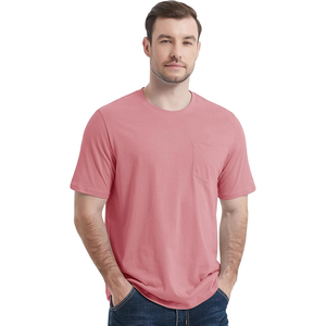 New Arrival Durable Knitted Fabric Breathable Slim Fit <b>Tshirts</b> High Quality Anti-wrinkle 100% Cotton Men's Casual Pocket T-Shirt - Product Image 3