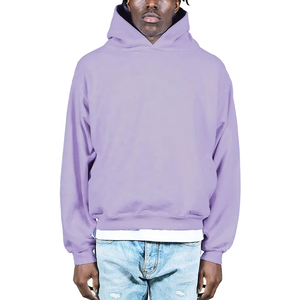 Sudadera con Capucha para Hombre, Estilo Holgado, con Logotipo en Relieve 3D, 500g, Felpa Francesa, Hombros Caídos, Sin Cordones, Gruesa, Invierno, Tinte Liso - Product Image 1