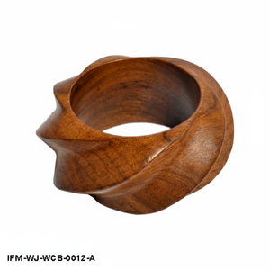 Brazalete de Madera Orgánica Tallado a Mano con Diseño de Ola: Brazalete Geométrico Audaz en Madera Pulida Natural, Regalo para Ella - Product Image 5